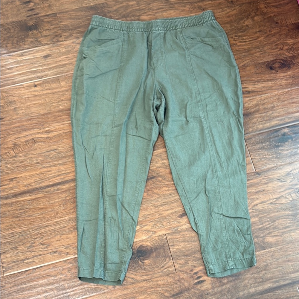 Old Navy linen Ankle Olive Green Pants
